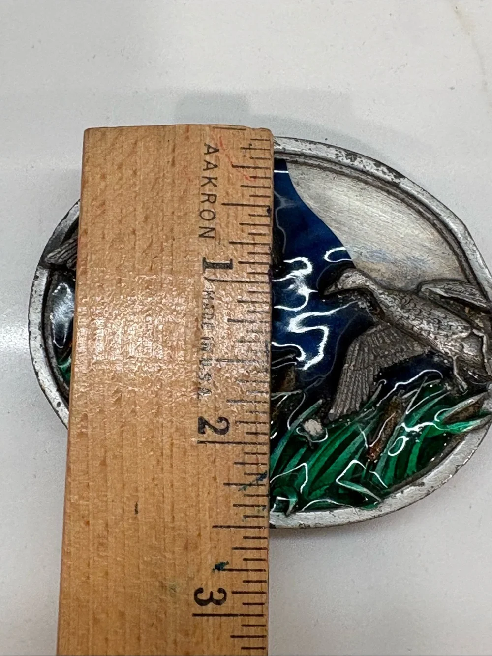 Belt Buckle Vintage Duck Brass / Enamel. Bergamot Brass Works.